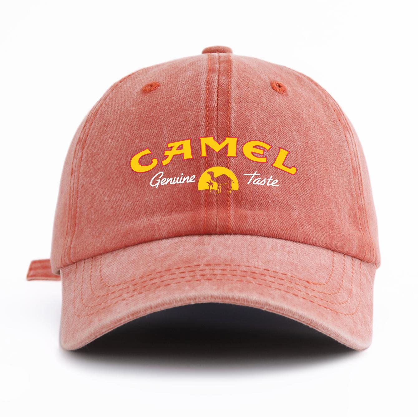 

1 шт. Прана бейсболка з принтом CAMEL для дорослих, випрана, мінімалістичний ретро стиль, повсякденна, м яка, регульована, кепка тата, ідеально підходить як подарунок
