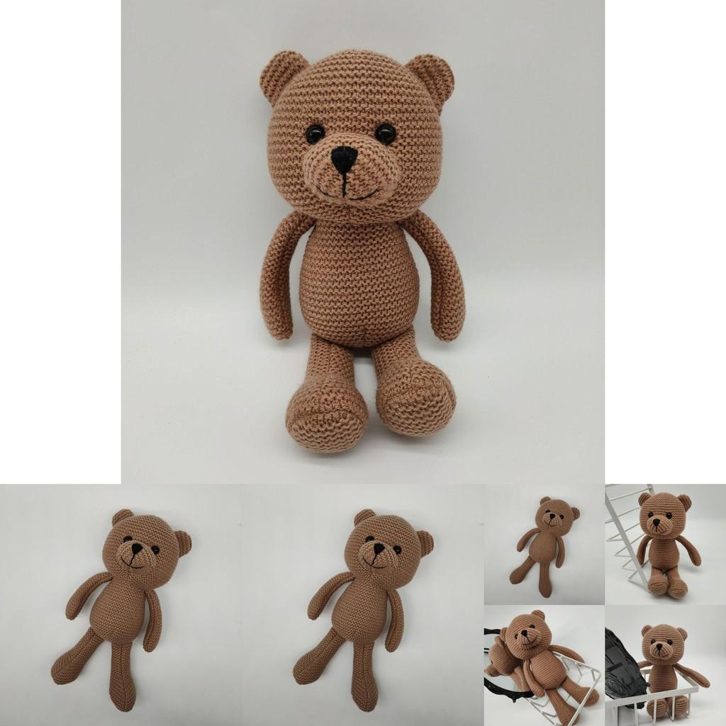 Knitted Animal Bear Plush Doll With Pp Cotton Filling For Childrens Gift