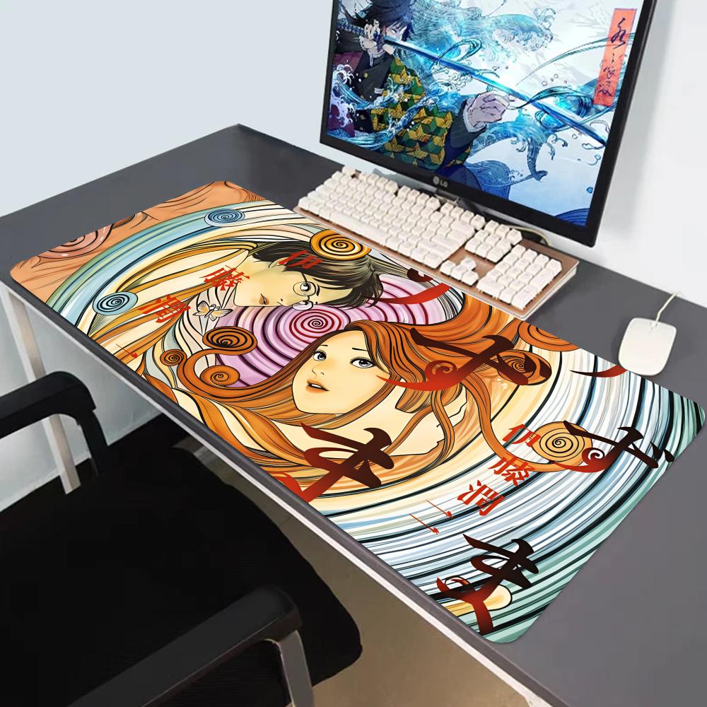 HYBXAXC Scary Dark Anime TTomie Junji Ito MousePad Large Gaming Mousepad with Stitched Edges Thickened DeskMat