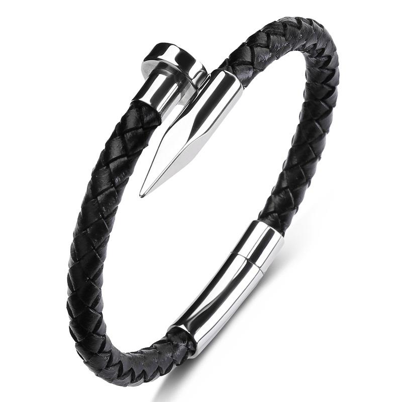 2026 Men s Bullet Staples Hand-woven Leather Bracelet Bracelet 16.5CM