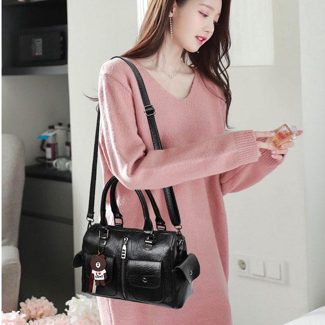 SCIONE Fashion Women's Handbags Pure Color Steel Clip Women's Bags Large Capacity Bags