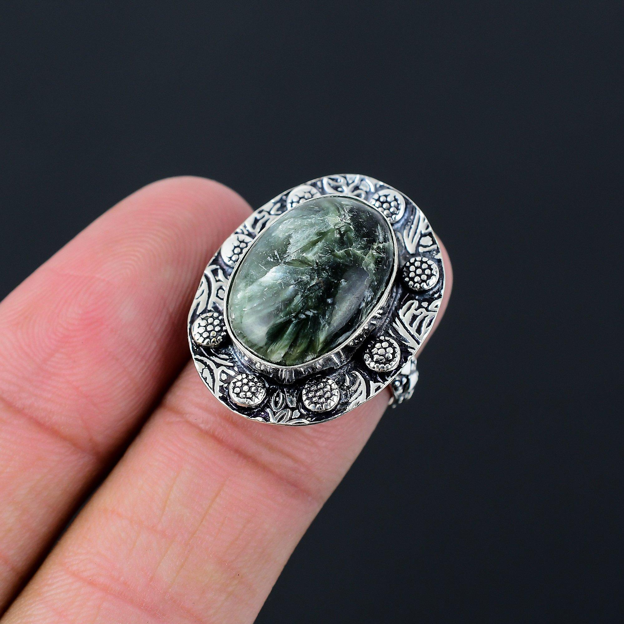 Sisters Day Deal 925 Silver Seraphinite Gemstone Stackable New Ring Jewelry US 7 7