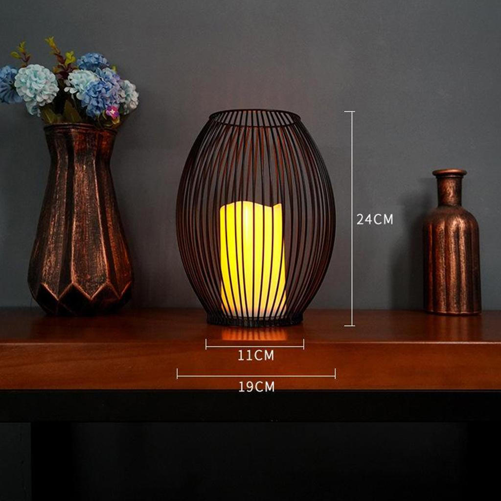 Black Iron Wire Tealight Candle Holder with LED for Living Room Decoration