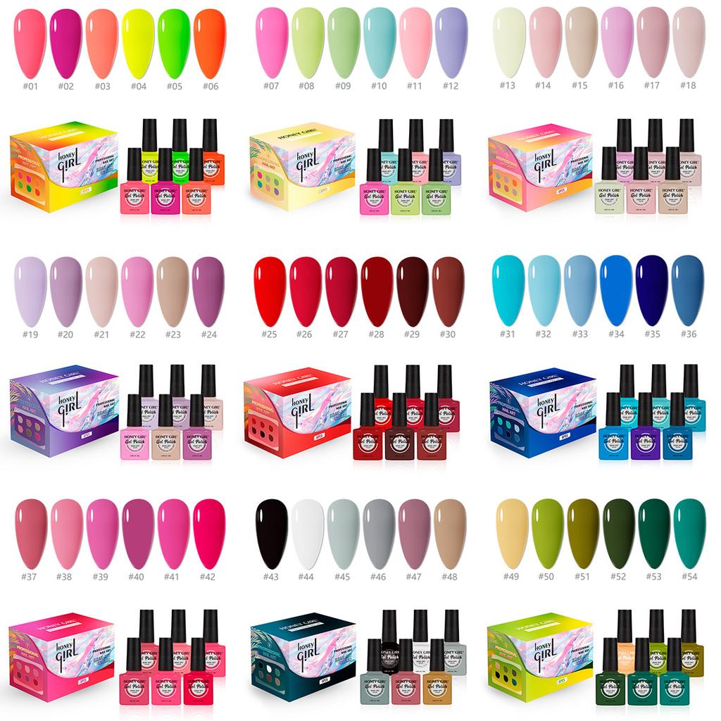 60 Colors Solid Gel Polish Set Glass Nail Art Kit Bright White Versatile One Color Per Bottle