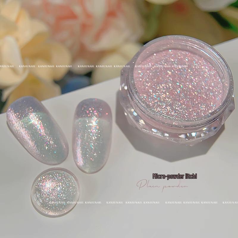 Třpytivý pudr na nehty Fairy Fine - Ledově průhledný Nude Zvýrazňovač pro nehty v salonní kvalitě