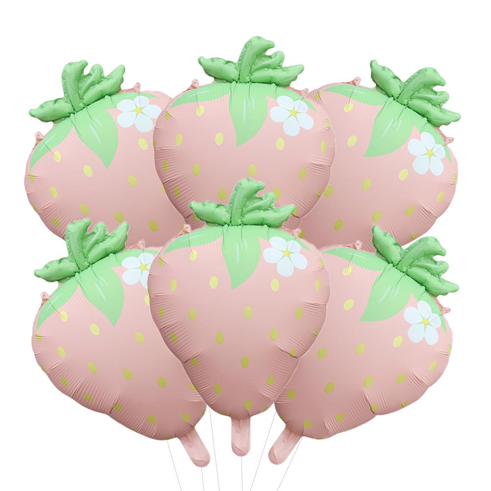 3pcs/6pcs Strawberry Aluminum Film Balloon Birthday Party Supplies Summer Fruit Party Baby Baptism Decoration Balloons