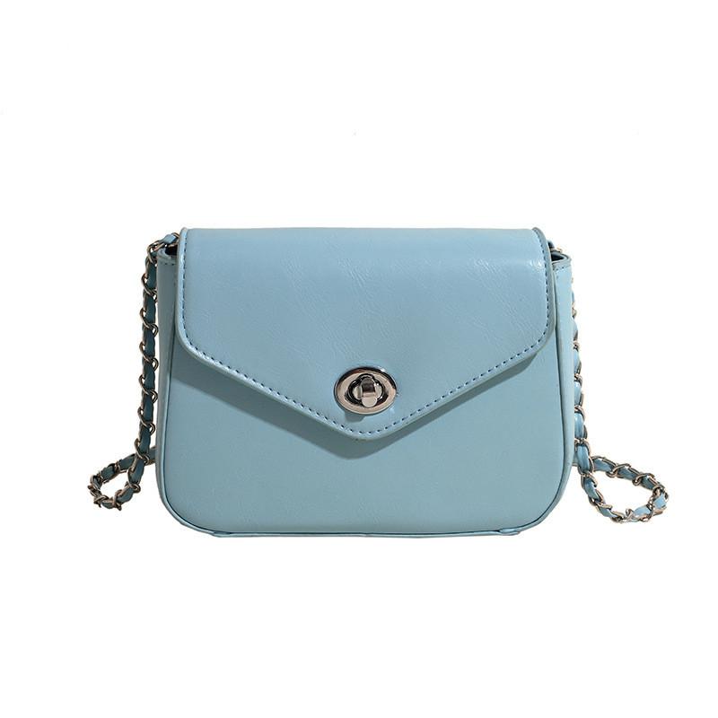 IELGY Fashion Simple Solid Color Chain Messenger Bag Korean Version All-Match Texture Small Square Bag