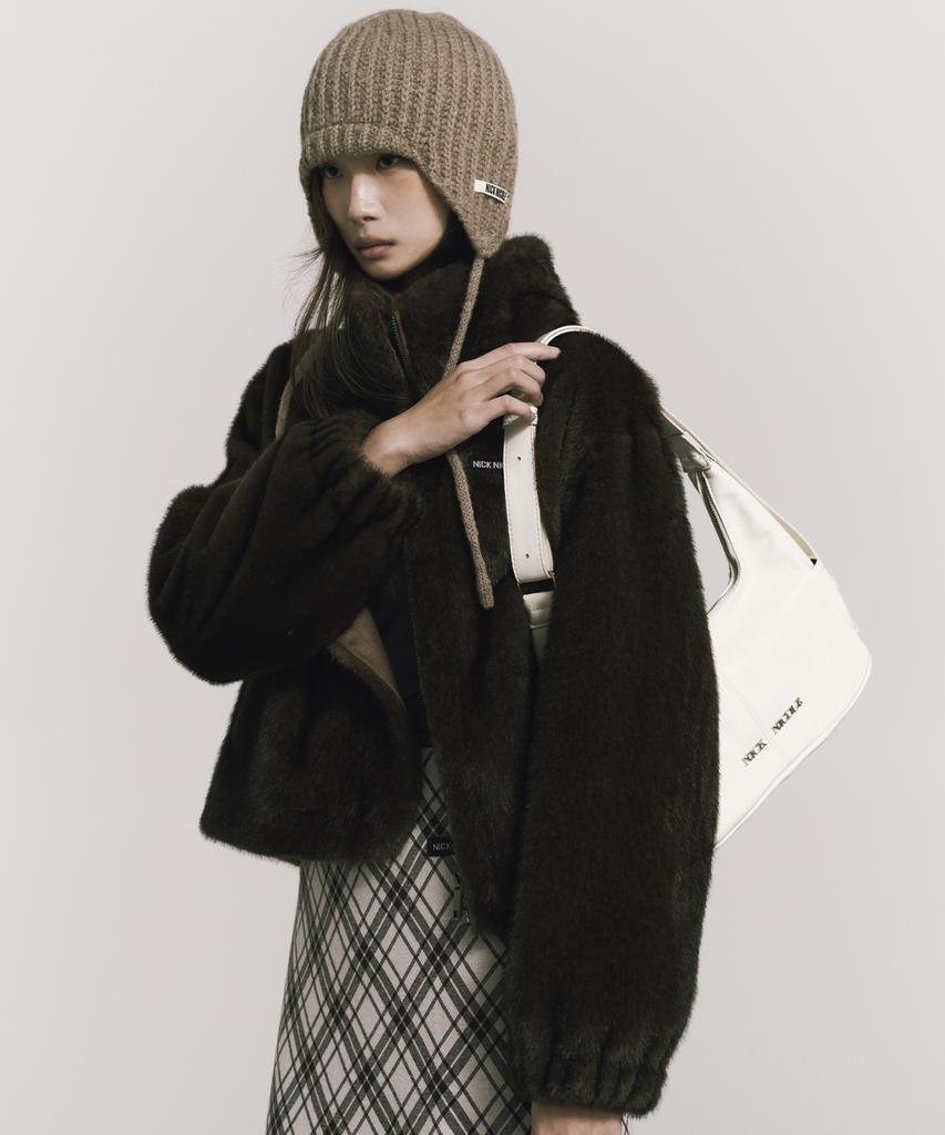 Nick&Nicole Logo Pocket Half Shoulder Bag_Ivory