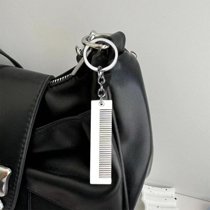 Hip Hop Style Keyring Titaniums Comb Pendant Keychain Edgy  Hair Styling Accessory for Fashion Women and Trendsetters