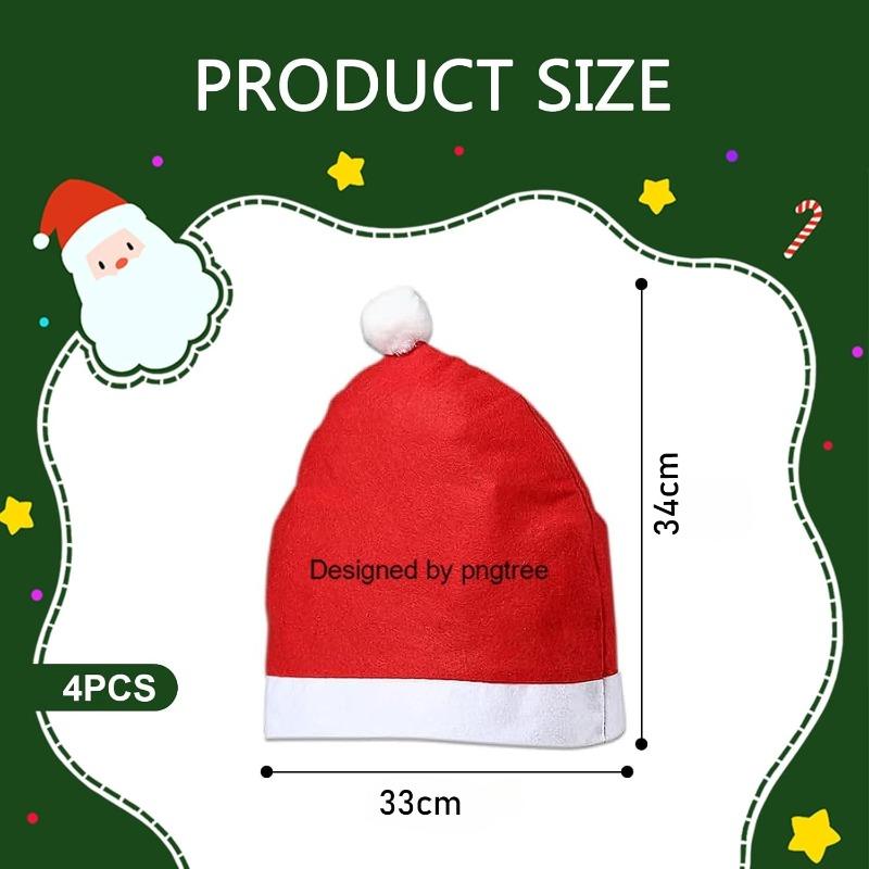 4pcs Santa Hat Car Headrest Covers - Festive & Universal Fit for Most Cars, Soft Cute Seat Protectors with Easy Installation