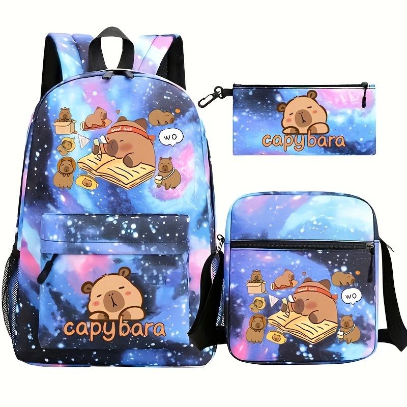 Cute animal kapibara print fashion children's backpack school bag set