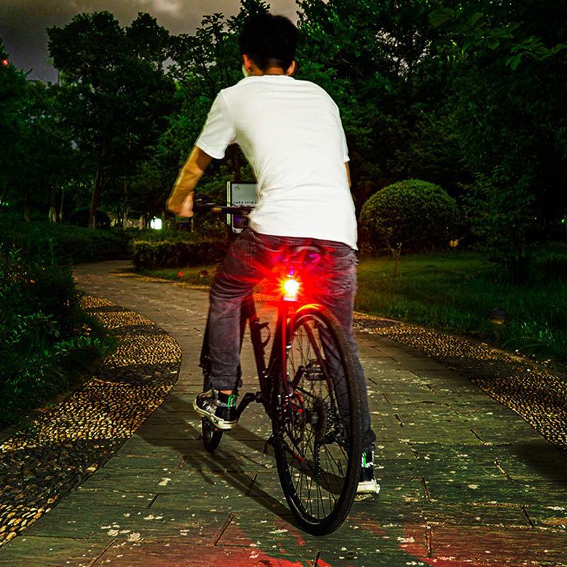 Aluminum Alloy Bike Tail Light Helmet Light LED Front Rear Warning Lamp 3 Modes for Night Riding Mountain Road Cycling Safety