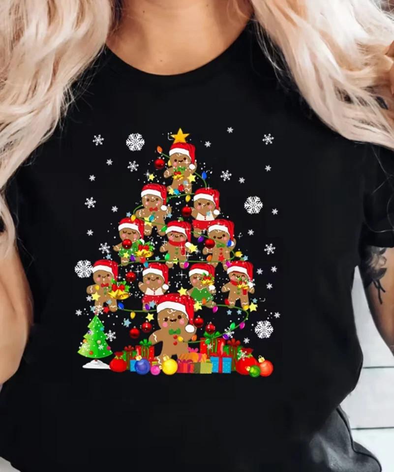 Gingerbread Christmas Tree Graphic Unisex T-Shirt XXXXL