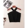 Foreign Trade Original Order Rib Hanging Neck Gyaru Short Vest Western Style off-Shoulder Slim Fit Knitted Sling Top