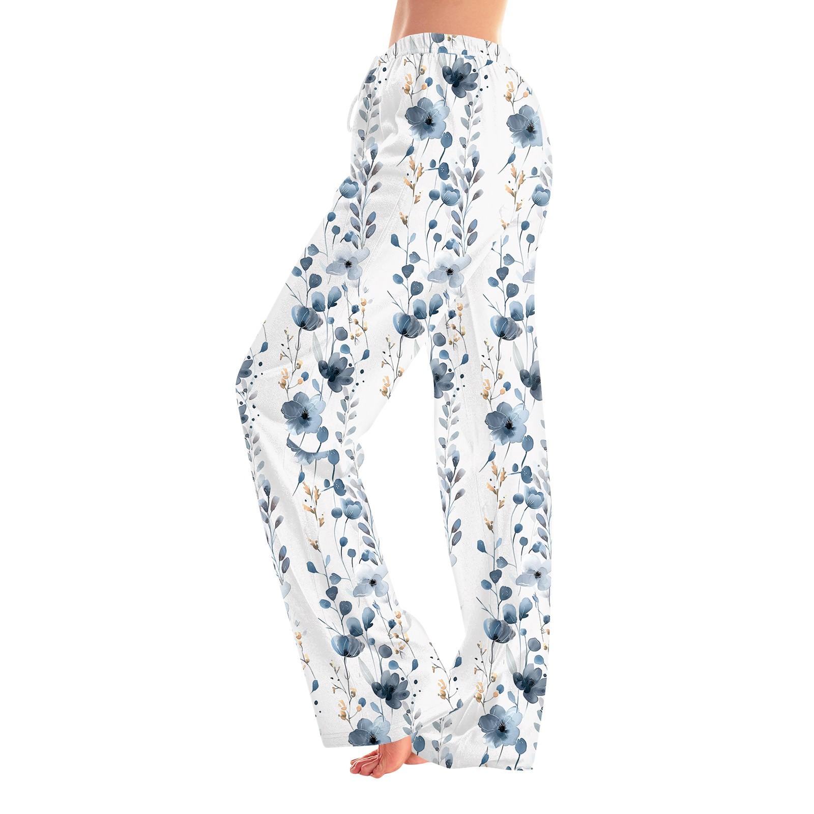 

Женские пижамные штаны, одежда для сна, повседневные брюки с эластичной резинкой на талии, удобные прямые свободные брюки для йоги XXL тёмно-синий