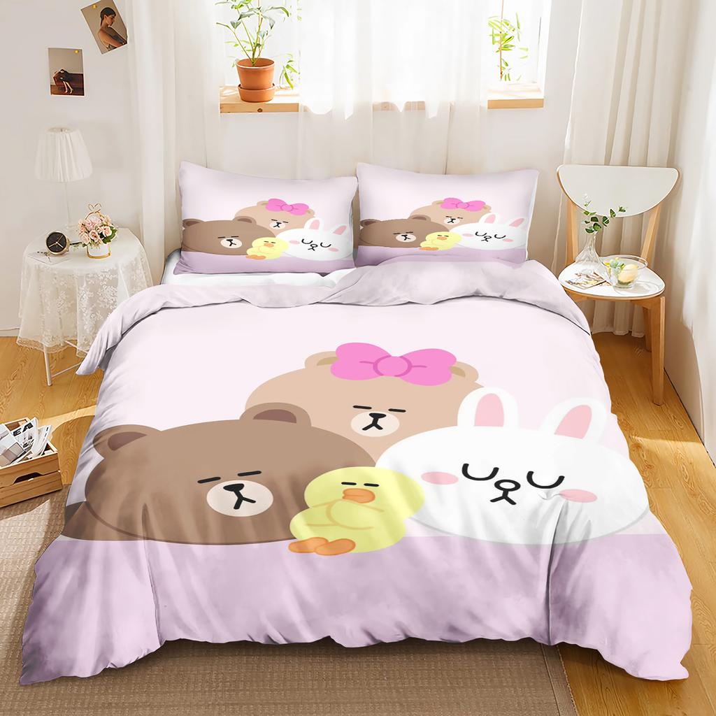 LINEFRIENDS Anime Σπίτι Υπνοδωμάτιο Άνεση Σκανδιναβικό πολυεστερικό υλικό κατάλληλο για παιδιά και ενήλικες Σετ 3 τεμαχίων