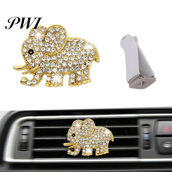 No Glue Required Air Vent Clip Car Freshener Luxury Rhinestone Alloy Elephant Auto Outlet Decoration Aromatherapy Diffuser Interior Accessories