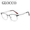 High Quality Metal Anti Blue Light Reading Glasses Men Half Frame Square Prescription Eyeglasses Fashion Presbyopic