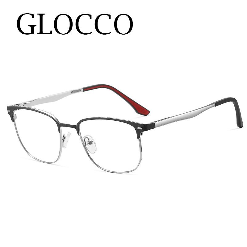 High Quality Metal Anti Blue Light Reading Glasses Men Half Frame Square Prescription Eyeglasses Fashion Presbyopic