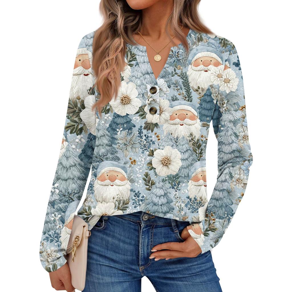 Women's Print Long Sleeve Shirts Elegant Casual Tops Trendy Shirts Tops