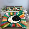 Colorful Moon and Stars Decor Bedding Set with 1 Duvet Cover 2 Pillowcases Single Double King Queen, Gift