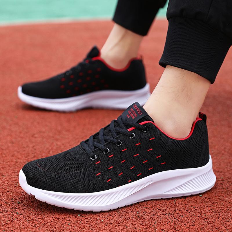 Black brand men's shoes mesh breathable sports shoes soft sole light running shoes men's thick sole comfortable casual travel shoes