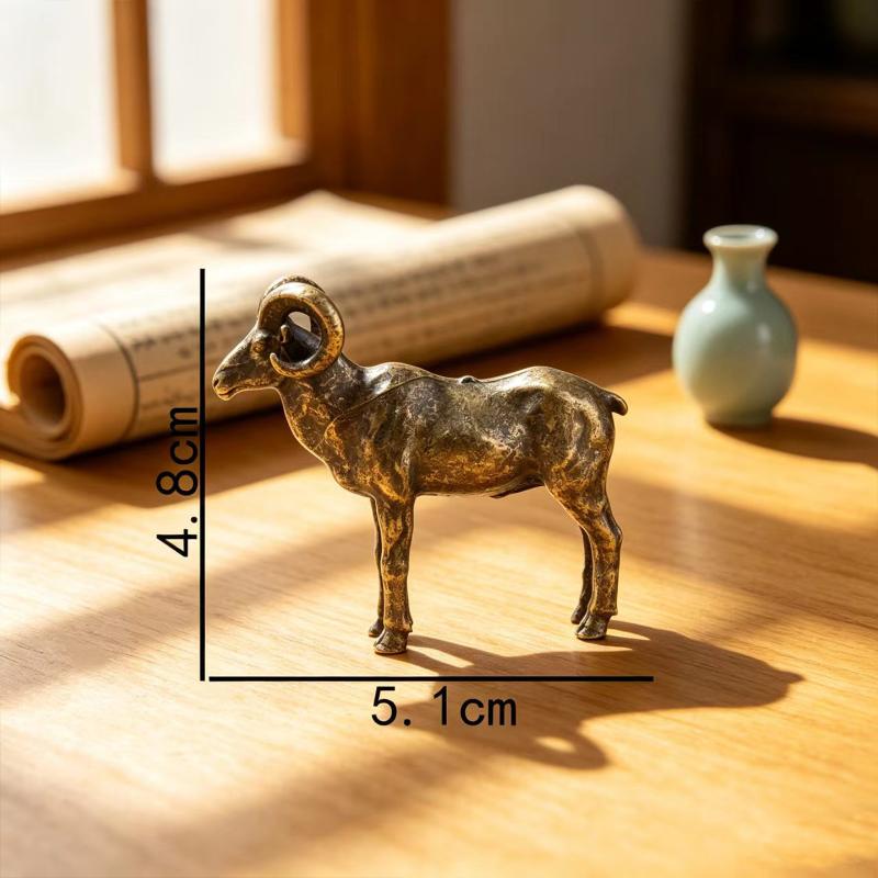 Figurines Animales en Laiton Massif Cheval Bélier Éléphant Rhinocéros Crapaud Tigre Design Rétro Pour Décoration de Maison et de Bureau Cadeau de Collection