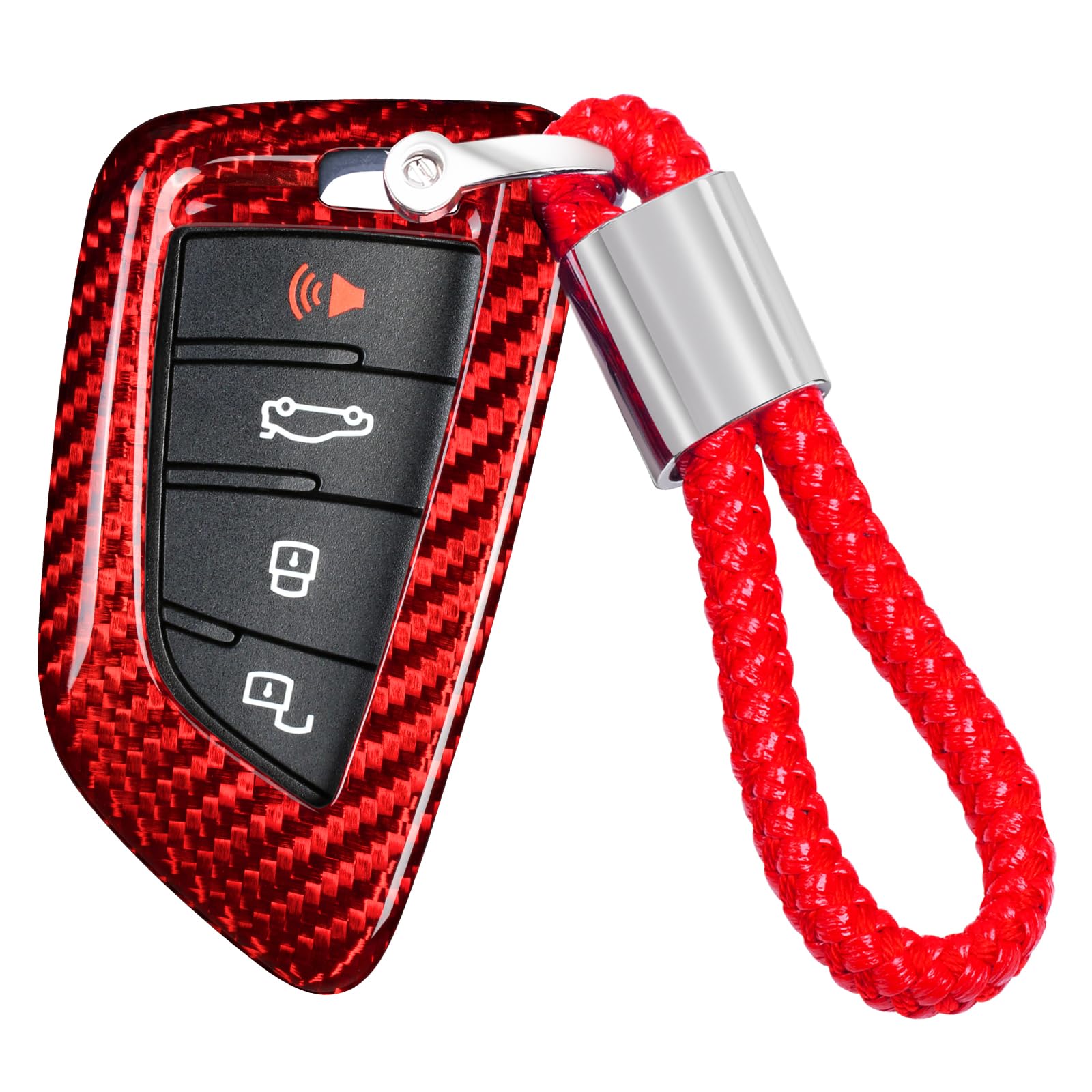 

Real Glass Fiber Supra Key Fob Cover for Toyota with Key Holder Key Fob Fits Toyota Supra A90 Remote Key Case Strap, T-Carbon Protector, (Red)
