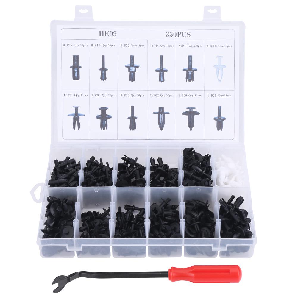 350pcs Assorted Car Body Plastic Push Pin Rivet Fasteners Trim Moulding Clip Kit W  Screwdriver