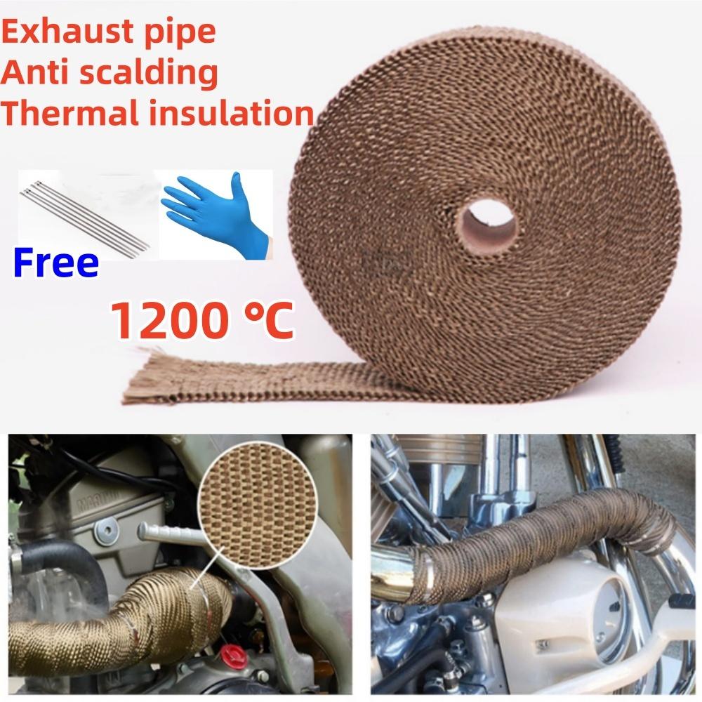 Lava Fiber Heat Shield Car Motorcycle Exhaust Thermal Tape Header Pipe Heat Wrap Tape Thermal Protection with Stainless Ties