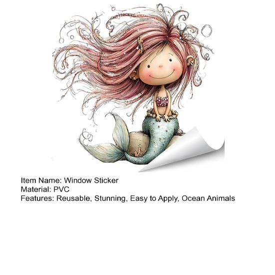 under The Sea Window Mermaid Animal Whale Clings Ocean Turtle Octopus Seahorse