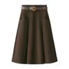 Autumn and Winter Woolen Skirt for Women A-line Large Umbrella Skirt 2025 New High-waisted Slim Mid-length Woolen Pleated