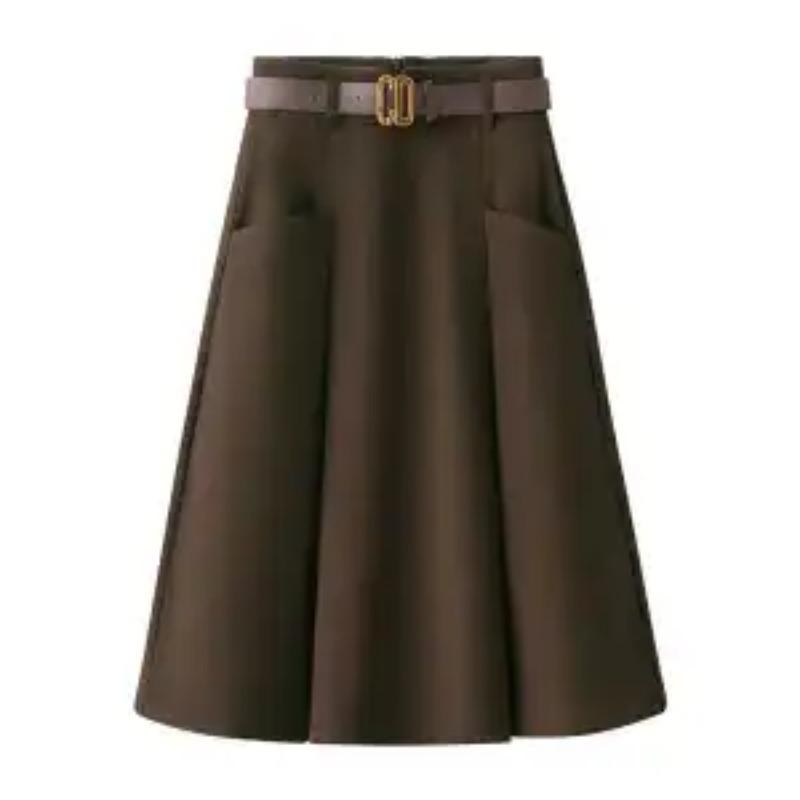 Autumn and Winter Woolen Skirt for Women A-line Large Umbrella Skirt 2025 New High-waisted Slim Mid-length Woolen Pleated