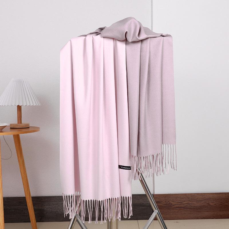 Double-sided Two-color Scarf for Women Autumn and Winter High End New Wool Scarf Shawl Imitation Cashmere Scarf