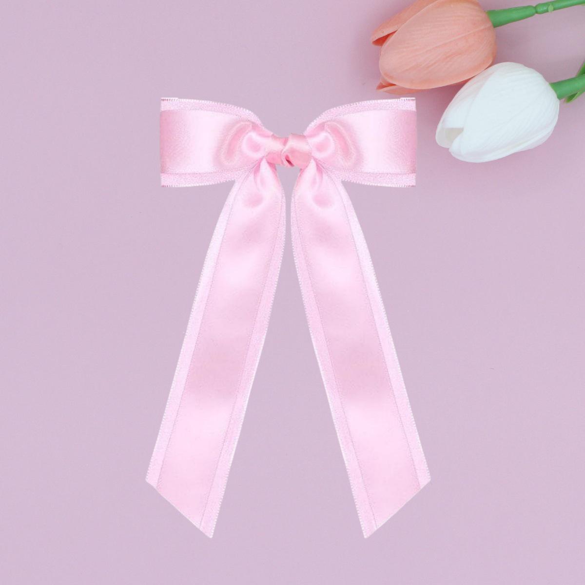 Double Layer Bow Ribbon Hair Clip – Sweet Satin  Snow Gauze Princess Accessory