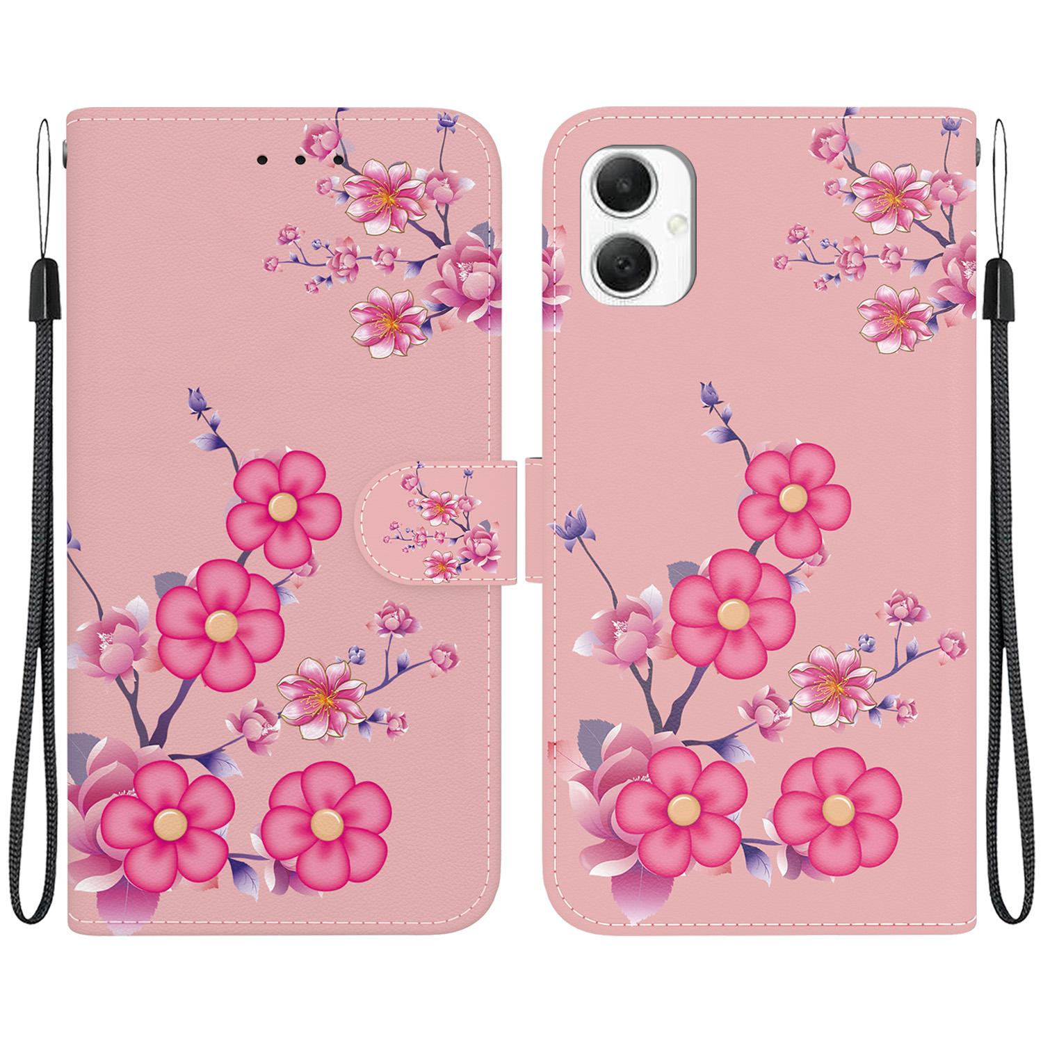 

For Samsung Galaxy A06 4G Wallet Phone Case Anti-Drop Leather Flip Cover Pattern Printing Sakura
