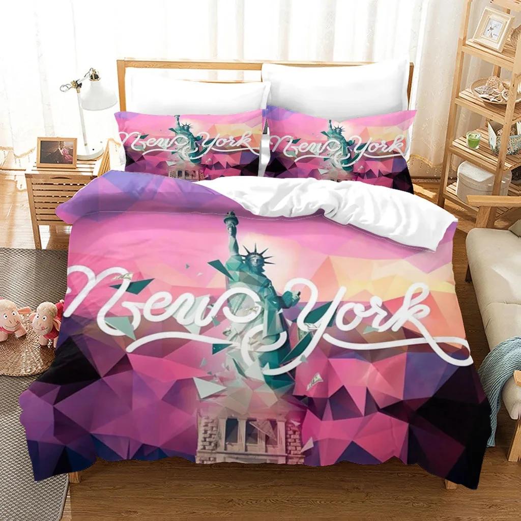 Statue of Liberty Bedding Set Modern Art Duvet Cover King/Queen Size Teens Adults Creative Fashion Pop Polyester Quilt Cover