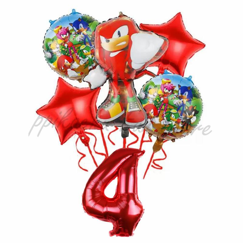 6Pcs Cartoon Hedgehog Balloons Sonic Theme Birthday Party Decoration Balloons For Boys Children Baby Bath Toys