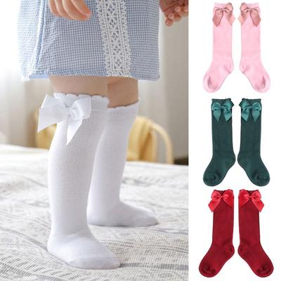 Große Schleife Mädchen Herbst Winter Hohe Lange Socken Baumwolle Bodensocken Baby Kleinkind Socken