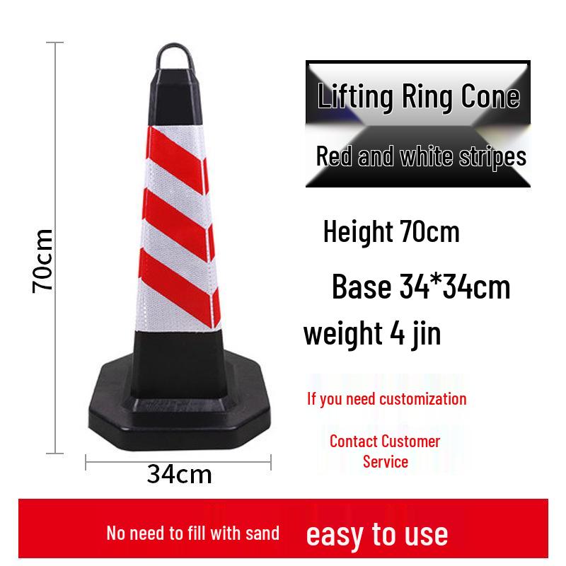 70cm Reflective Rubber and PVC Traffic Cone - No Parking Ice Cream Cone Design