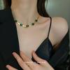 Popular Retro Emerald Blade Chain Necklace Female Minimalist Design Sense Niche Collarbone Chain Neck Chain
