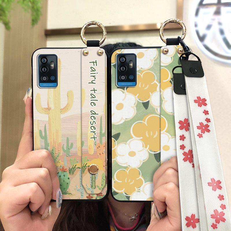 Waterproof Silicone Phone Case For ZTE Blade A71/Optus X Swift 5G Durable Fashion Design Lanyard Oil Painting Ring