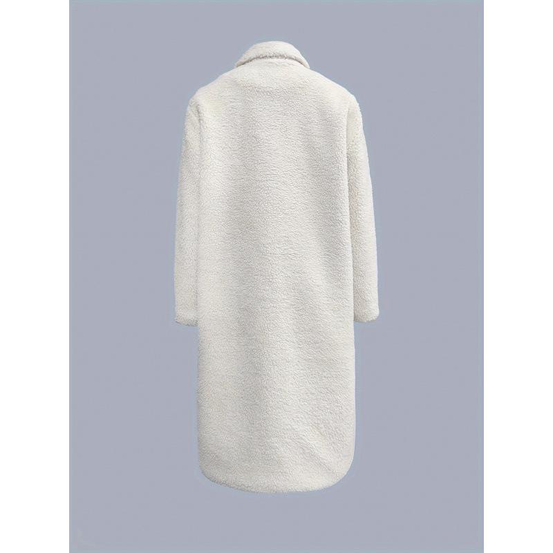 Abrigo de felpa para mujer de manga larga con cuello vuelto para otoño/invierno 2024