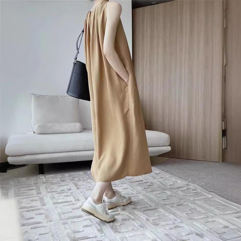 Medium and Long Comfortable and Smooth Round Neck Sleeveless Dress Women's Summer Loose Vest Skirt Children's Skirt