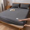 Muji-Style Washed Cotton Fitted Sheet Set - Non-Slip, Single Piece, Mattress Protector