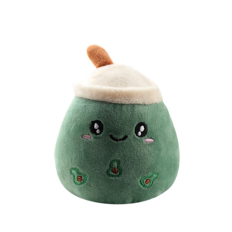 Adorable Plush Apple Fruit Milk Tea Cup Keychain Soft Short Plush Toy Gift