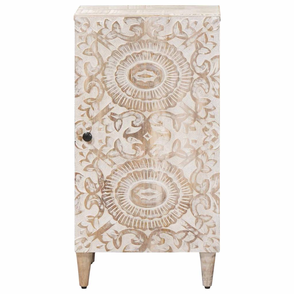 White Sideboard with Storage 40 x 33.5 x 75 cm Solid Mango Wood