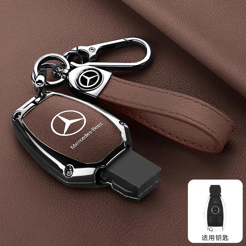 XUY2   Leather Car Smart Key Cover Case Protector For Mercedes Benz A B C S Class AMG GLA CLA GLC W176 W221 W204 Accessories Keychain