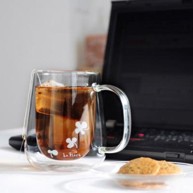 Heat-resistant glass lid mug 380ml
