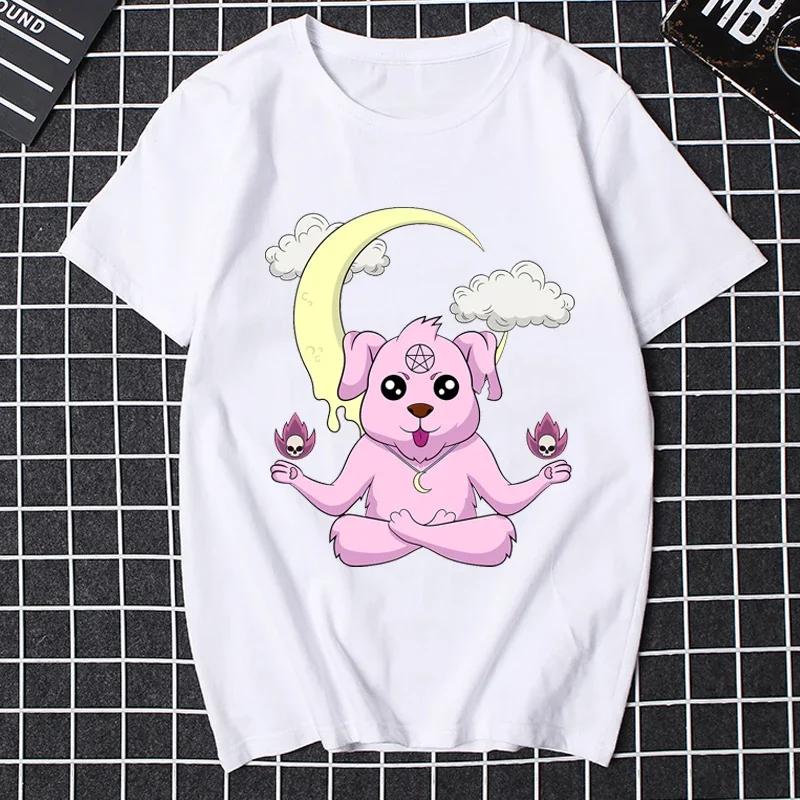 Katze Pastell Goth Mond Kawaii Halloween Schädel Lila Hexe Damen Kleidung Weiblich Klassische Ästhetik Grafik T-Shirts Freundin Geschenk